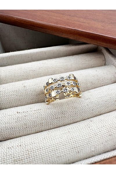 Jerie Gold Zircon Stone Triple Appearance Adjustable Ring