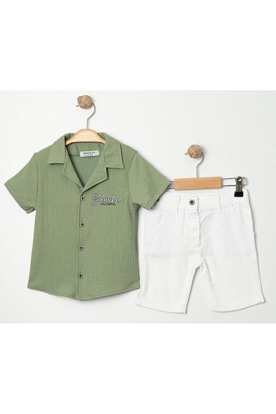Chicsy Baby Kids and Toddlers Set with Stylish Shirts and Adjustable Waist Short Sleeve Shorts for Special Occasions - Flag