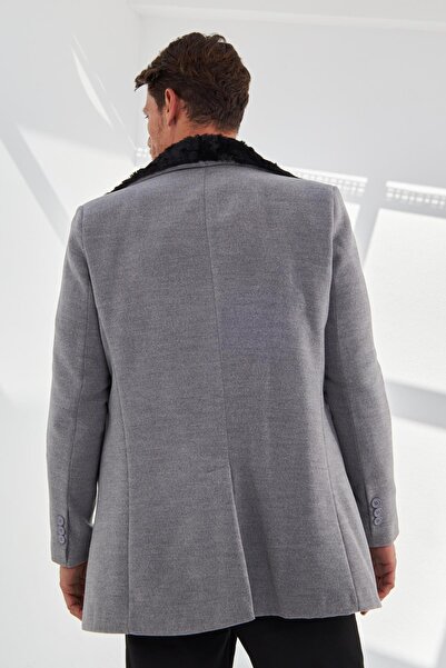 Delpino Men's Slim Fit Long Cuff Coat