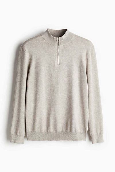 H&M Slim Fit Zip-top fine-knit jumper