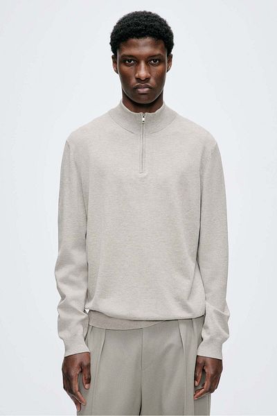 H&M Slim Fit Zip-top Fine-knit Jumper