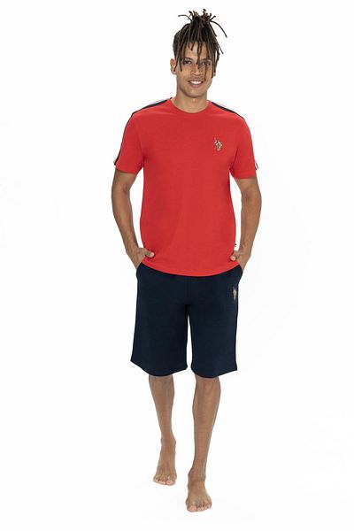 U.S. Polo Assn. U.S. Polo Round Neck Short-Sleeved T-Shirt with Pocket and Solid Color Shorts Set