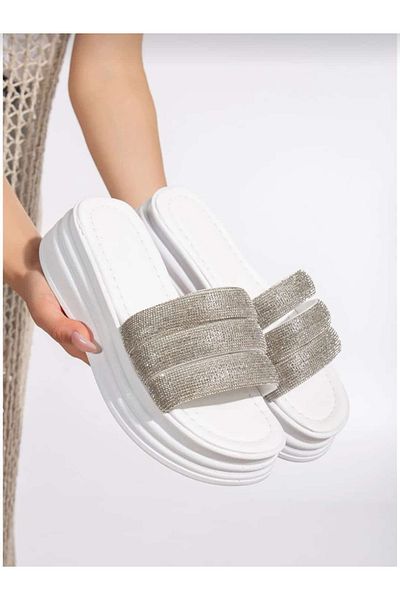 ELEVAM Stone Detailed Three-Stripes Women's Slippers