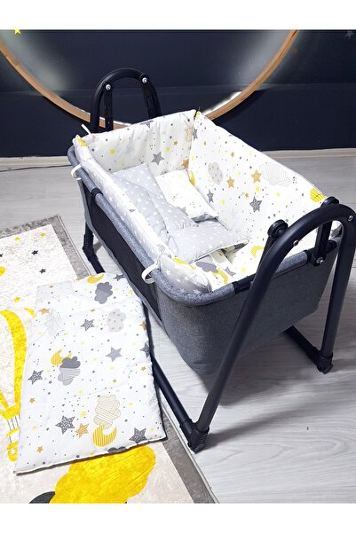 Baby Clime طقم سرير ونوم محمول من الكتان مقاس 45 × 85 مع ناموسية - مهد أطفال ...