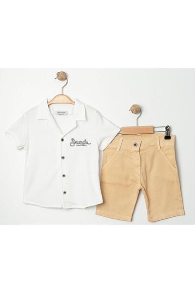 Chicsy Baby Kids and Toddlers Set with Stylish Shirts and Adjustable Waist Short Sleeve Shorts for Special Occasions - Flag