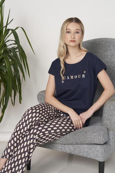 Pijadore 1634 Kadın Lamour Kısa Kol Pijama Takım