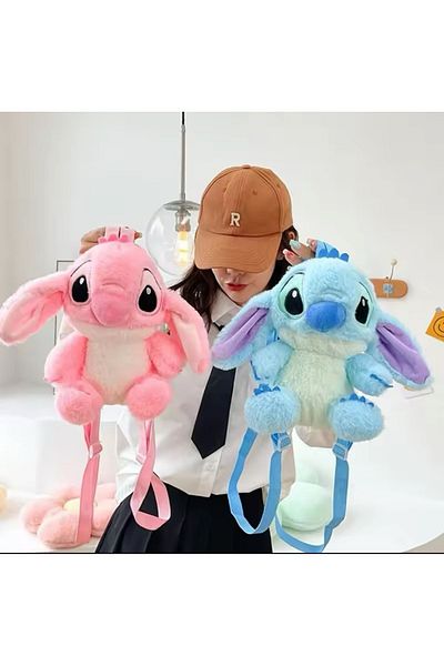 Happystore Rucsac de pluș cu desene animate Stitch ghiozdan pentru copii