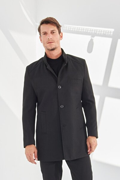 Delpino Men's Slim Fit Long Cuff Coat