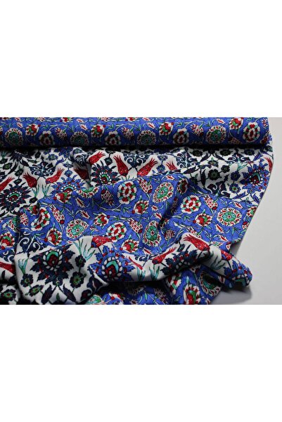 FabricLoom Geleneksel Türk Seramik Desenli Viskon Kumaş – Canlı Çiçek Deseni,...