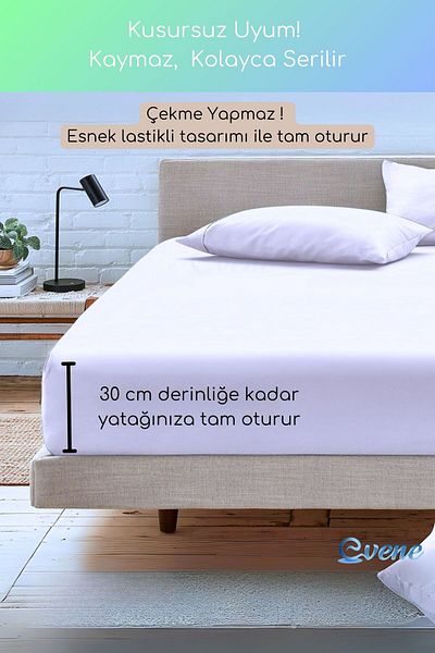 Evene Set cearșafuri duble - Set husă pilotă moale și durabilă - Culoare albă - 160x200