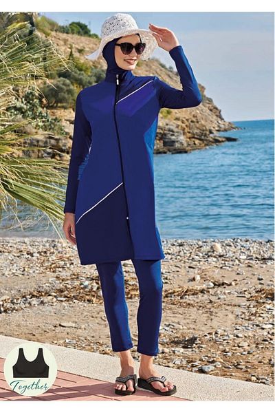 Ruko Maio 23114-3 Flexible Parachute Fabric High Collar Full Hijab Swimsuit
