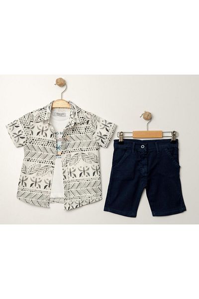 Chicsy Baby Style Shirt Leaf Pattern Adjustable Waist Short Sleeve with Shorts 3-Piece Suit Children's and Baby's Clothing Self