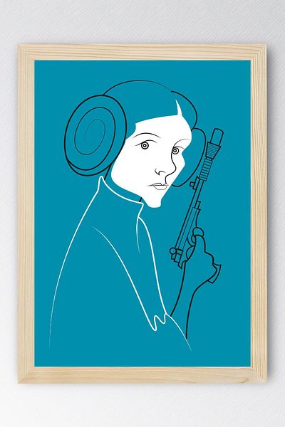 Saturn Star Wars Leia Organa Framed Painting - Space Wars Fim Poster Painting