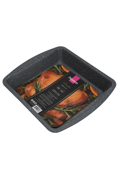 Fissman Rectangular Roaster Pan 26x23.5cm, Carbon Steel Granite Non Stick Coating 4.5cm Deep Pan