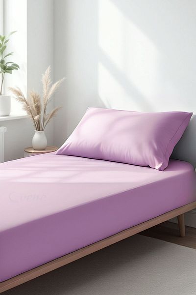 Evene Single Fitted Sheet Set - Soft and Durable Duvet Cover Set - Lilac Color - 100X200