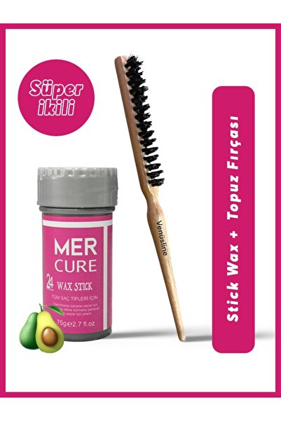 Mercure Hair Wax Stick 75gr - Berberstıckwax Saç Sabitleyici+Topuz Fırçası