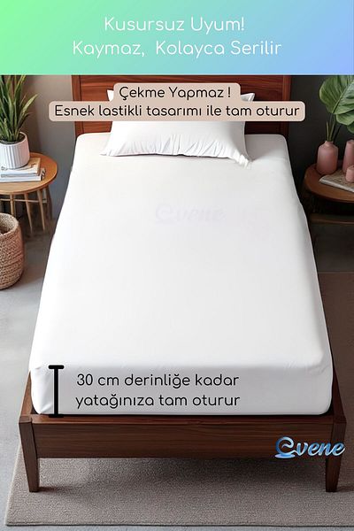 Evene Set de lenjerie de pat unică - Set de husă de pilota moale și durabilă - Culoare albă - 100x200