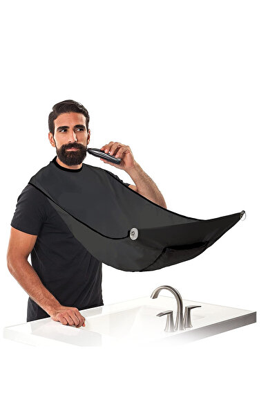 Factorial Saç Sakal Kesme Örtüsü Siyah Erkek Berber Tıraş Önlüğü Ayna Cam Yüzey Yapıştırmalı Bakım Seti