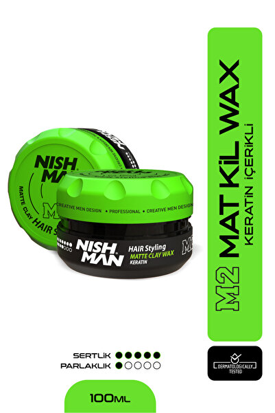 NISHMAN M2 Keratin Mat Görünümlü Kil Wax - 100 ml