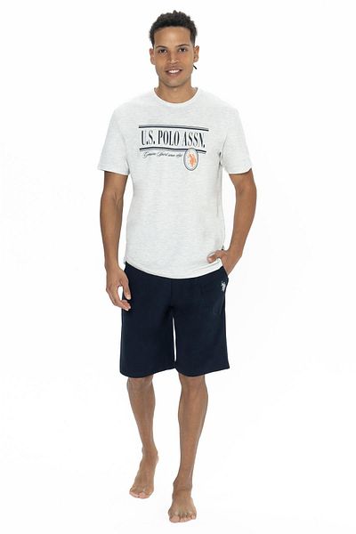 U.S. Polo Assn. ΒΑΣΗ. Polo Ανδρικό T-shirt Letter Σετ σορτς, Crew λαιμόκοψη, κοντό μπλουζάκι, σορτς τσέπης