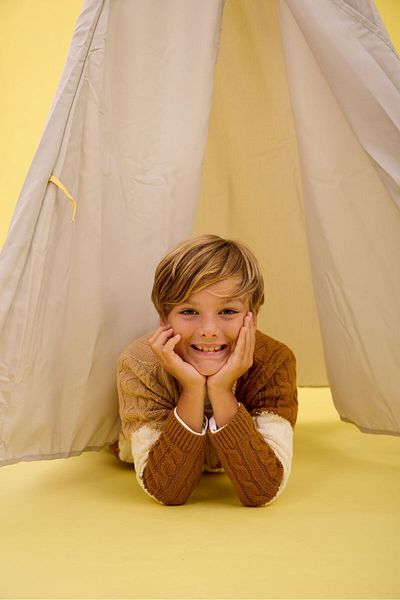 Nisrakids Pulover de tricotaj casual cu modele bloc pentru băiat