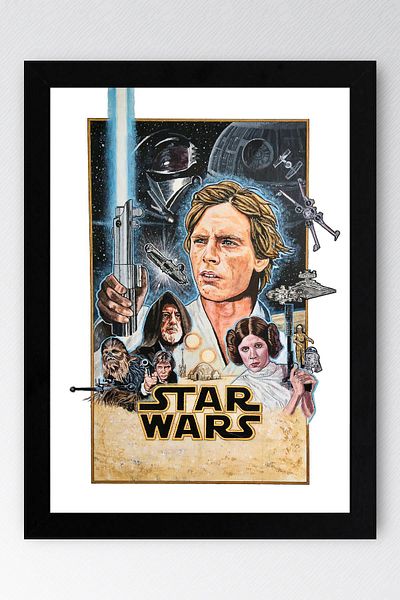 Saturn Star Wars Framed Painting - Space Wars Nostalgia Old Fim Poster Painting