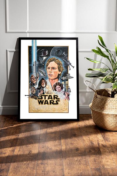 Saturn Star Wars Framed Painting - Space Wars Nostalgia Old Fim Poster Painting