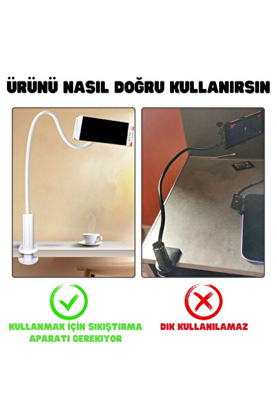 Home Masaüstü Telefon Tutucu  Akrobat Teleskobik Kıskaçlı 360 Derece Dönen Te...