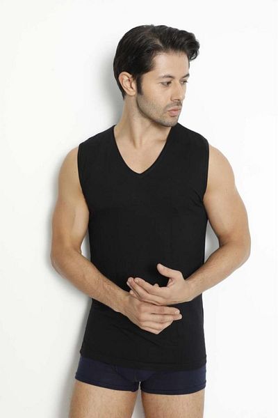 LÜXDRM Lux Drm 3904 Men's Bamboo V-Neck Zero Sleeve Undershirt Athlete