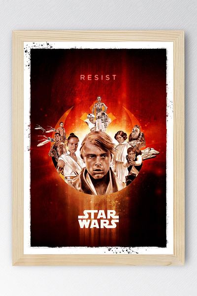 Saturn Star Wars Framed Painting - Space Wars Fim Poster Painting