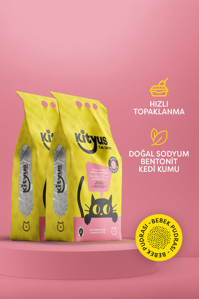 Kityus 2’li Avantaj Paketi - Kityus Bebek Pudrası Kokulu Kedi Kumu 2x5 Lt