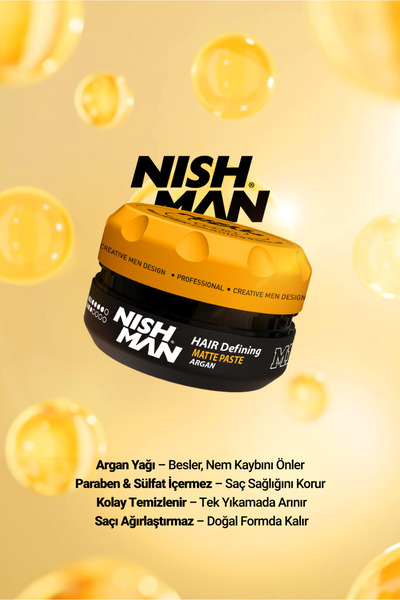 NISHMAN M1 Argan Özlü Mat Görünümlü Saç Şekillendirici Wax - 100 ml