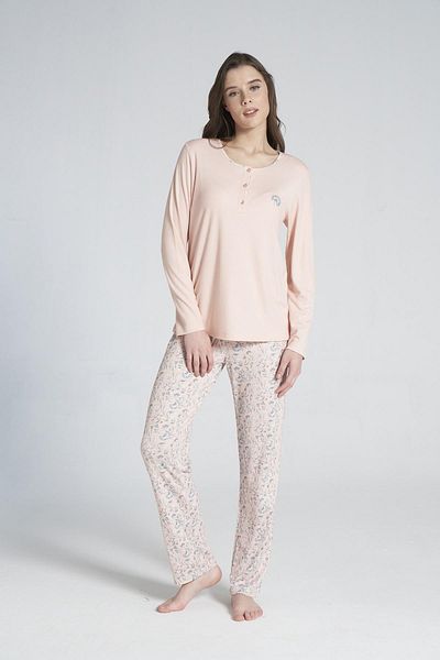 gd goldoremi 1718 Women's Buttoned Long Sleeve Pajamas Set