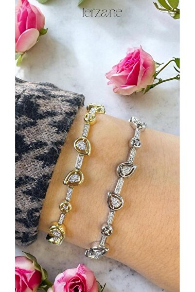 925 Ayar Damla Tasarım Zirkon Taşlı Silver Gümüş Bileklik