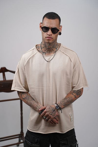 Butik TREND WE Crew Neck Raglan μανίκι με βουρτσισμένο ύφασμα 3 νημάτων Oversize T-shirt