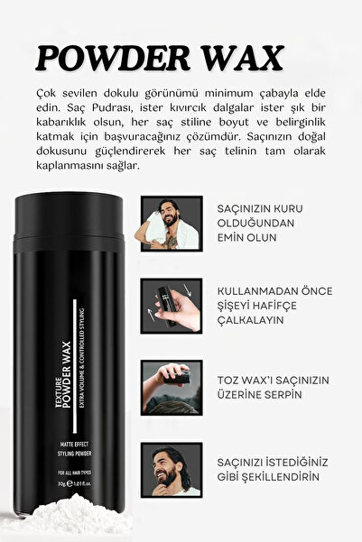 homenter Saç Şekillendirici Pudra (Toz) Wax | 30g | Hair Styling Powder Wax