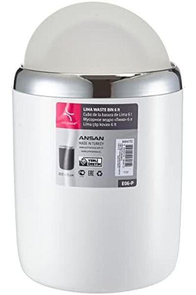 STOREMAX Mu-Artshop Five Chrome Decorated Trash Can, White Tnca 871301