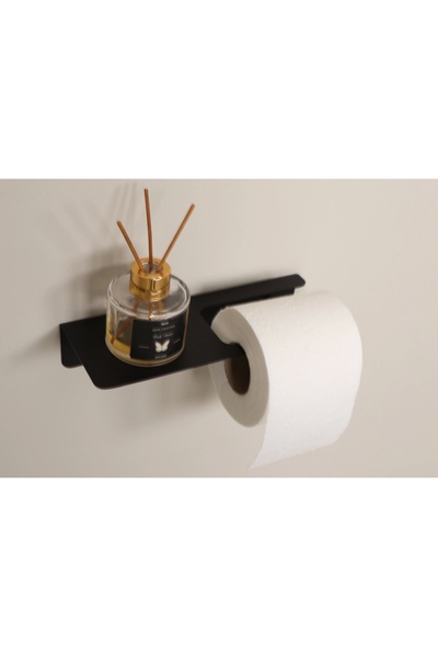 ardini حامل ورق التواليت ذاتي اللصق مع رف طويل للهاتف، حامل ورق التواليت باللون الأسود غير اللامع