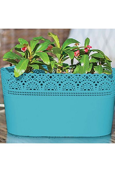 Homelux Lace-lace planter, 3.7 l, UV treated, turquoise, polypropylene