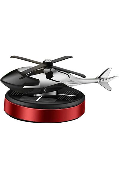 AWH Al Alloy Solar Powered Rotating Helicopter Shape Car Air Purifier, Interior Decoration (Red)