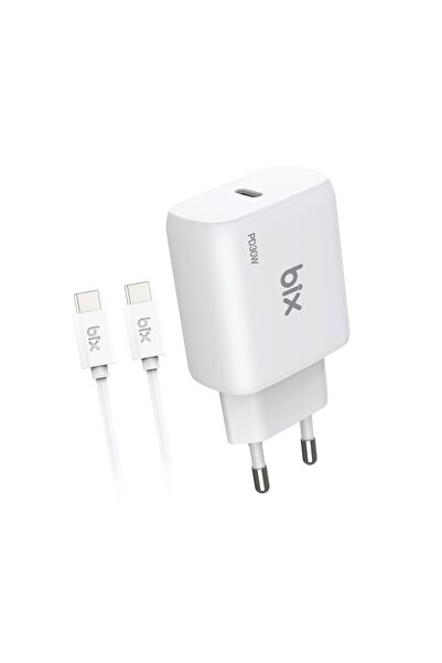 Bix Bxuc30ta 30w Type-c Pd 3.0 Hızlı Şarj Adaptörü Ve 1 Metre 3a Type-c Şarj Kablosu Beyaz