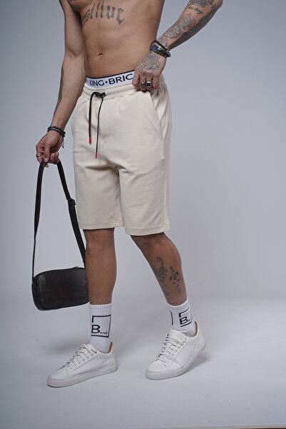 Butik TREND BİZ Beli Lastikli ve Kordonlu Ribana Kumaş Regular Kalıp Cepli Şort