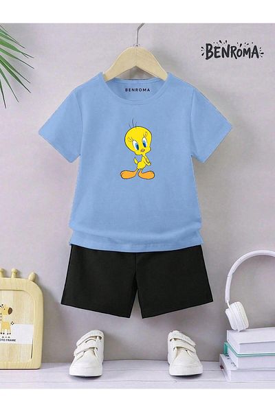 BENROMA Set pantaloni scurți unisex pentru copii - imprimat cu caractere