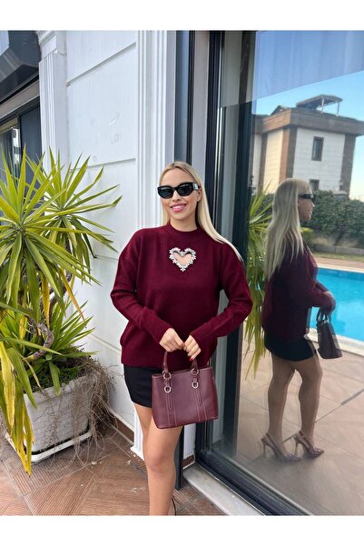 For Angels Πλεκτό πουλόβερ με αξεσουάρ καρδιάς στο μπροστινό μέρος