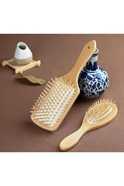 BKC HOME Φυσική χτένα μαλλιών από ξύλο μπαμπού (μεγάλο μέγεθος)