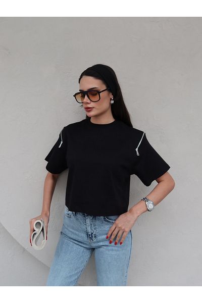 ESRAHELVACI Tricou cu fermoar pe umăr