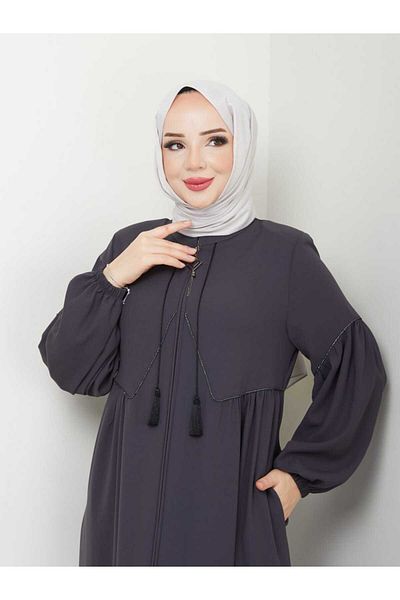 SG SARİALGİYİM New Season Sg Yellow Clothing - Stylish Summer Ferace with Drawstring Detail and Stone Embroidery