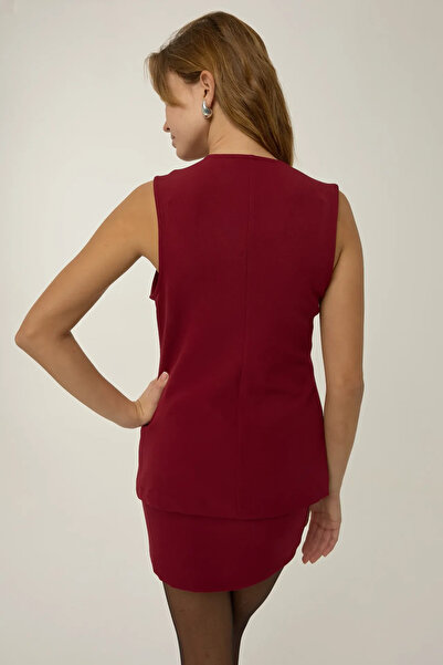 Hiccup High Waist Burgundy Mini Pencil Skirt