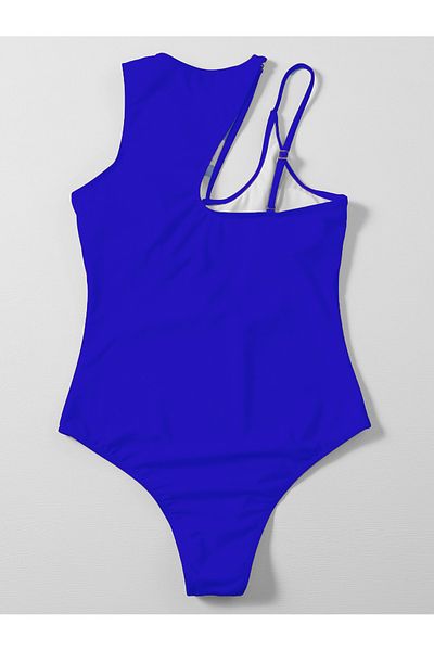 EZRA Costum de baie pentru damă Saks Blue Body cu detaliu pe umeri
