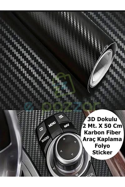 Efe Toys 2 Mt X 50 cm Premium 3D Textured Carbon Fiber Engine Car Furniture Self Adhesive Coating Foil